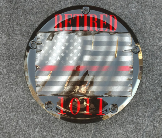 Retired firefighter themed derby cover