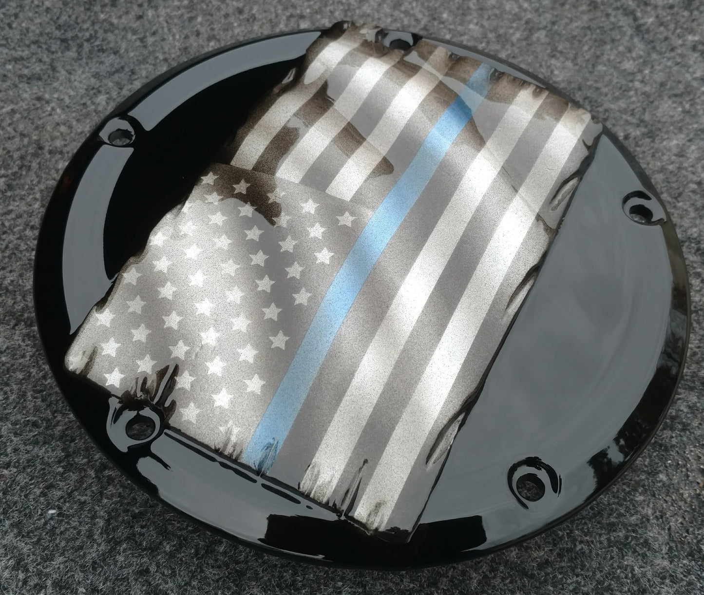 Tattered Thin Blue Line derby cover and points cover
