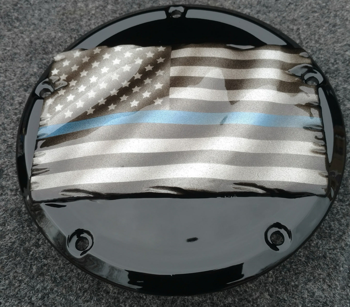 Tattered Thin Blue Line derby cover and points cover