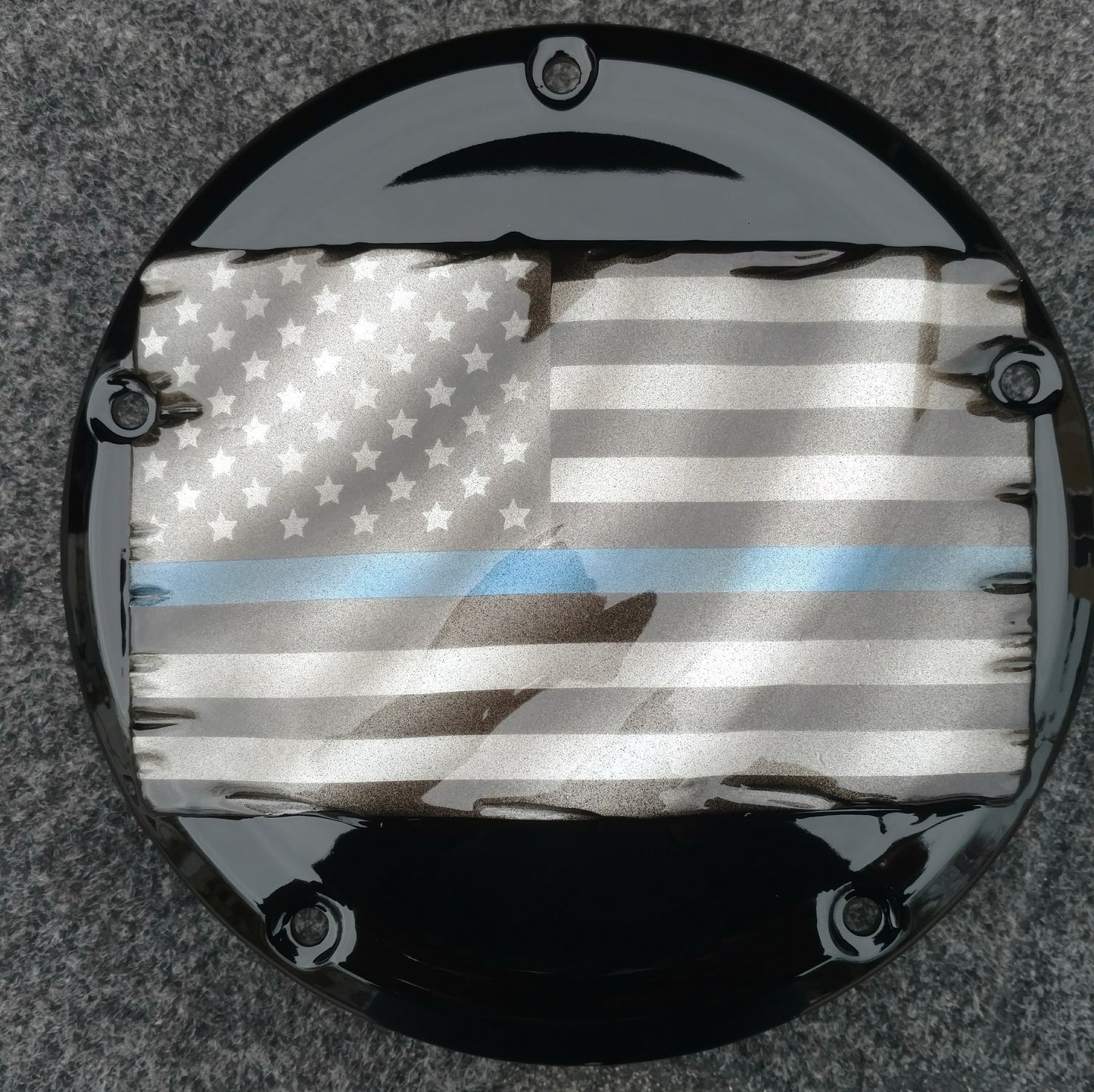 Tattered Thin Blue Line derby cover and points cover