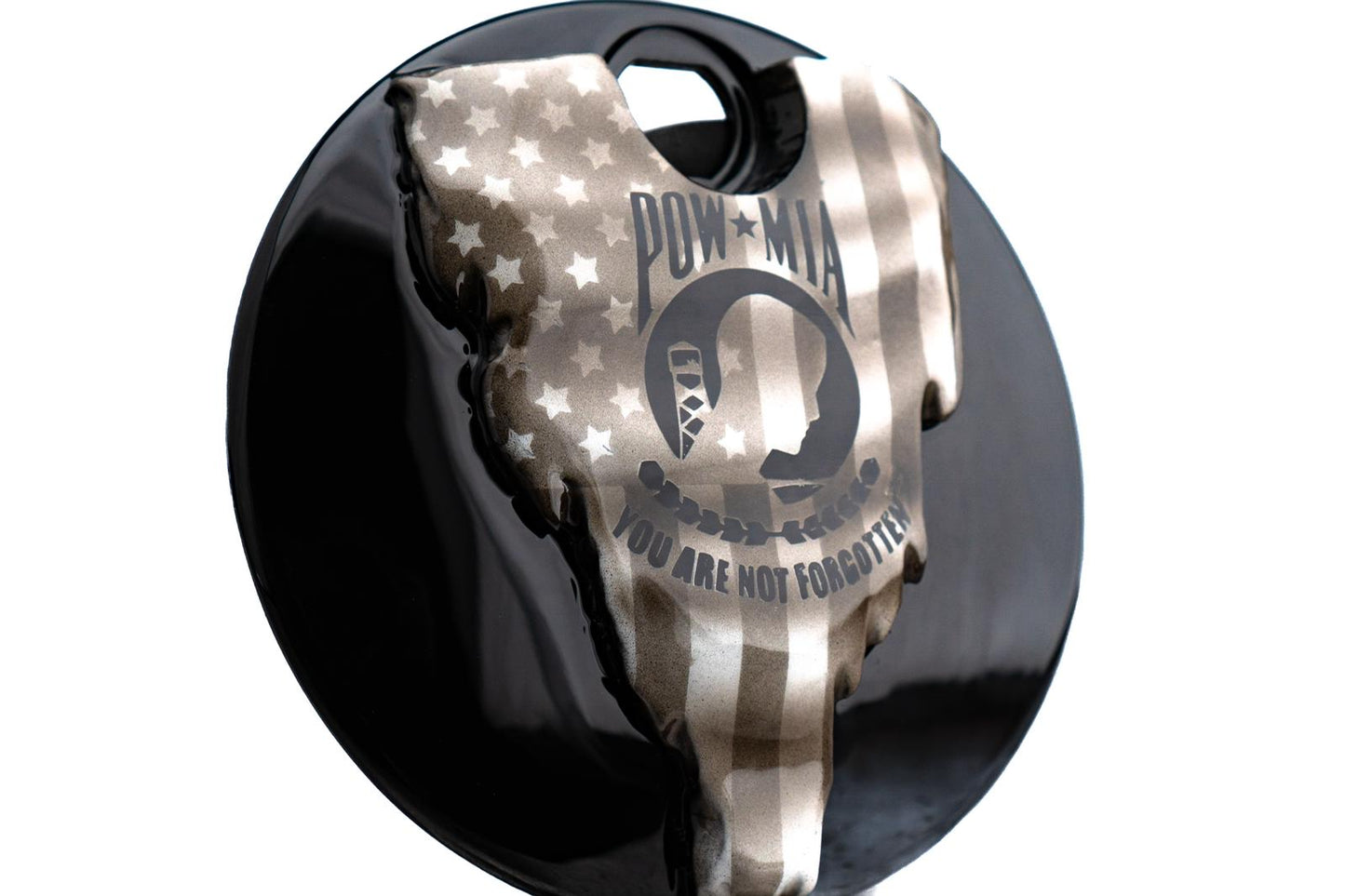 3D tattered American flag with POW-MIA