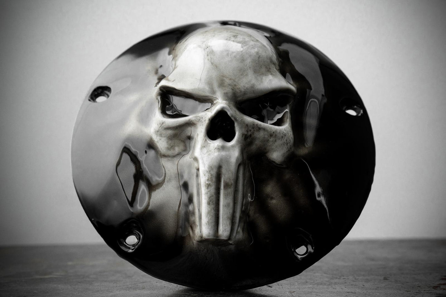 Punisher skull Harley derby cover