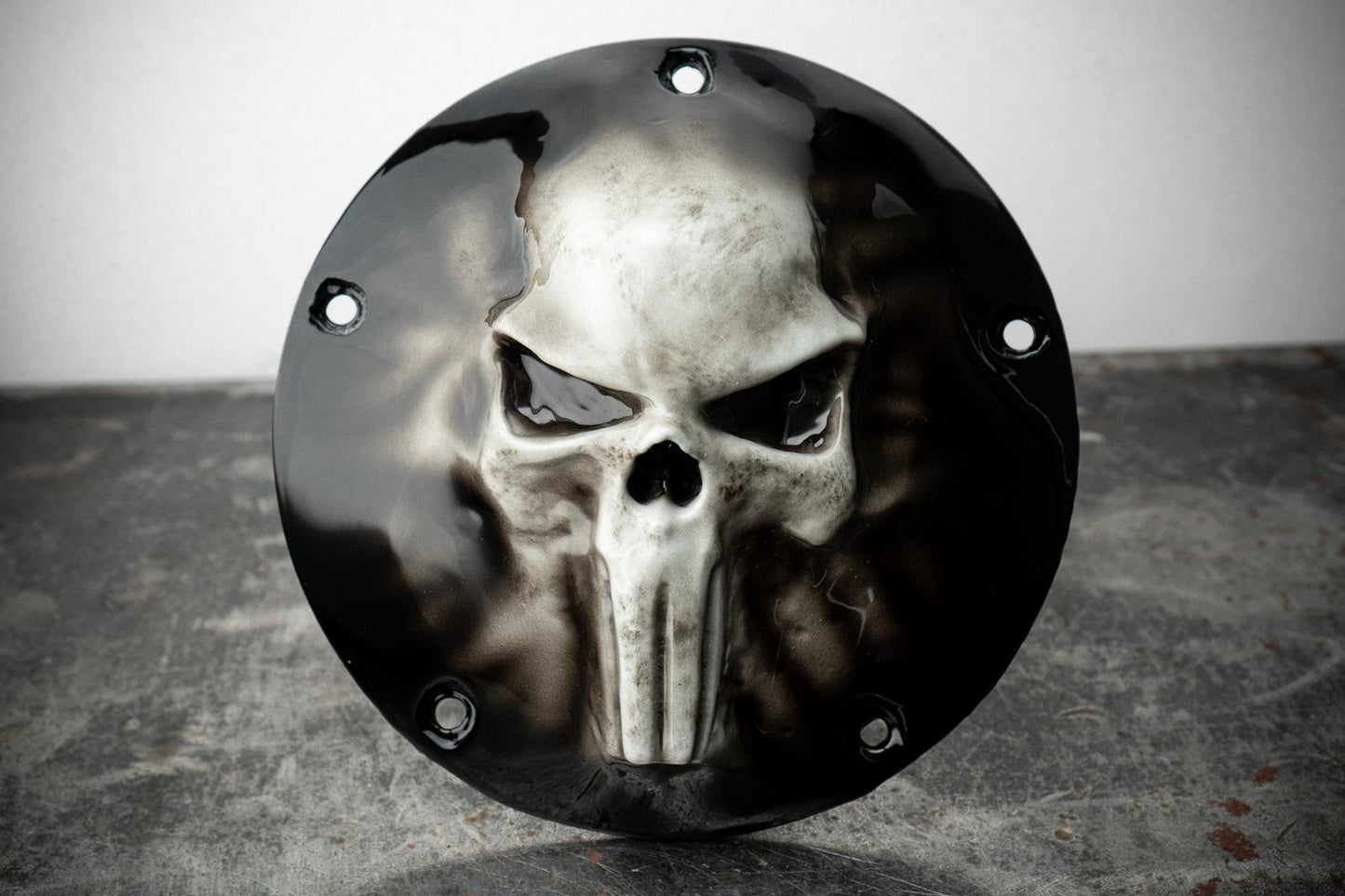 Punisher skull Harley derby cover