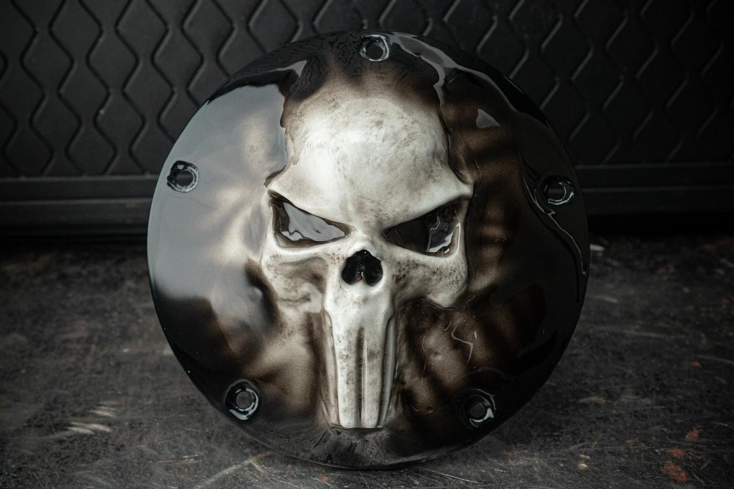 Punisher skull Harley derby cover