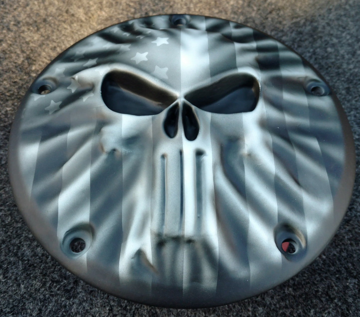 Punisher and Flag derby cover with denim clear