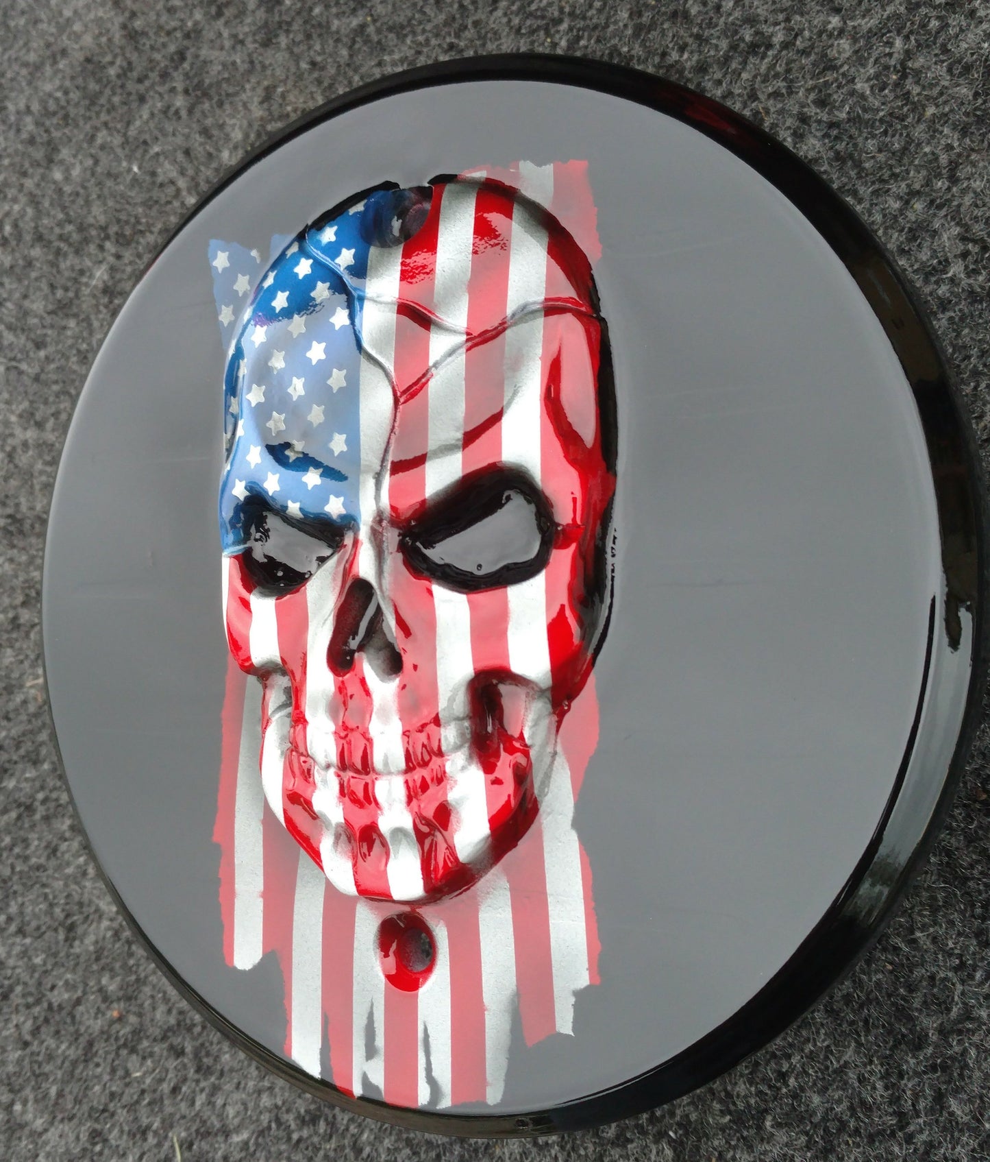 3D Skull with American flag gloss black background Victory/INDIAN primary Cover