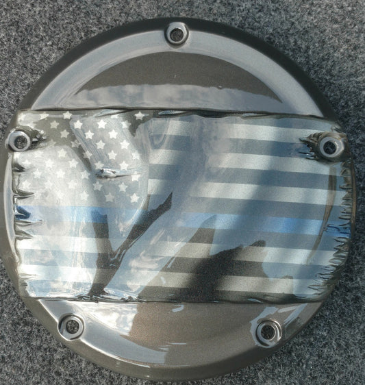 3D tattered American flag with color match derby cover