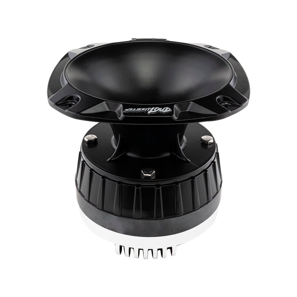 2" Throat Bolt On Neodymium Driver with Spacer, 2" Throat Titanium Voice Coil 640 Watts and PRO-HA52/BK Horn 680 Watts 118dB 8-Ohm Mounting Depth 5.22" Throat