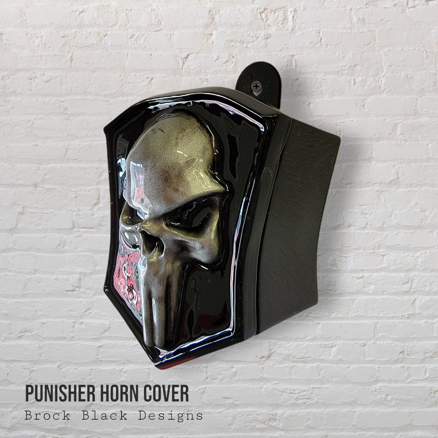 Punisher skull shield style horn cover