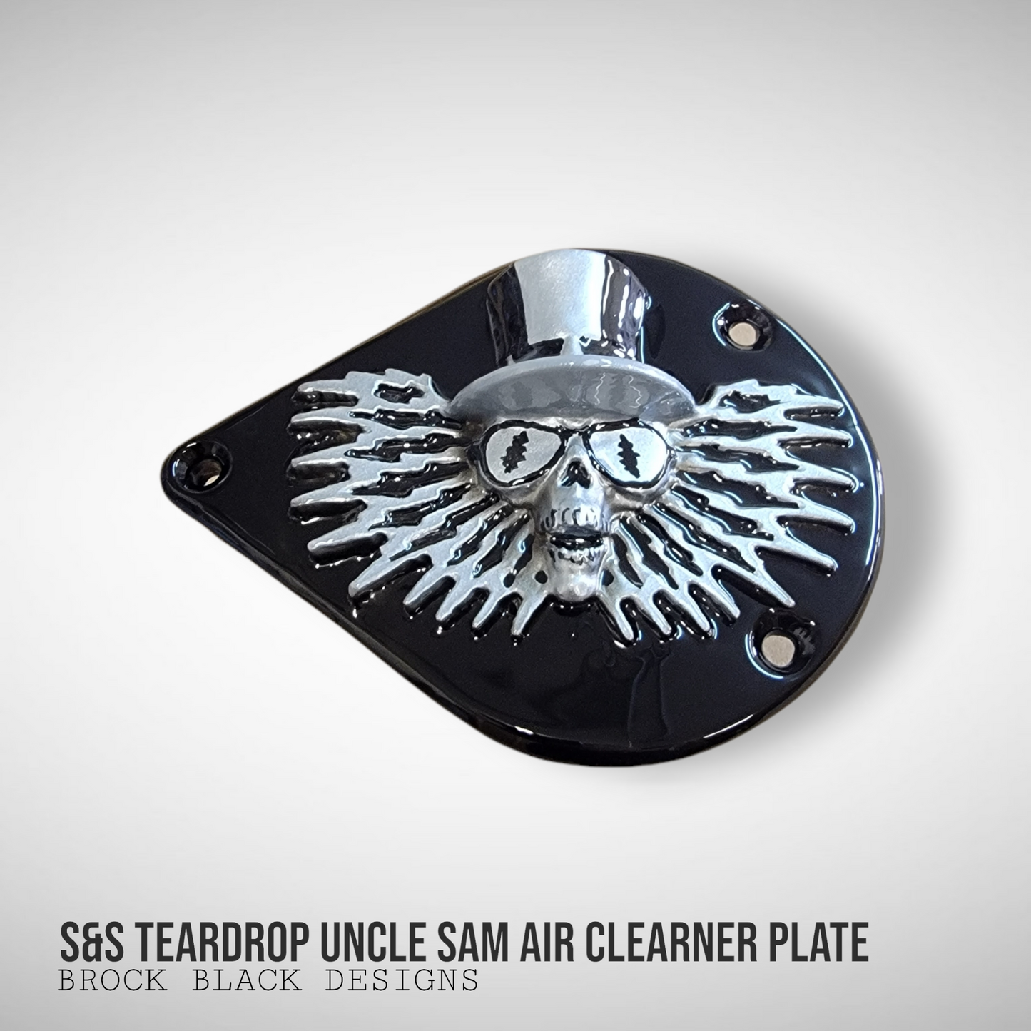 S&S teardrop 3 hole air cleaner cover plate Uncle Sam
