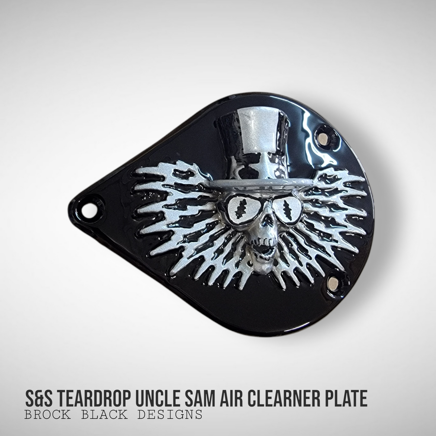 S&S teardrop 3 hole air cleaner cover plate Uncle Sam