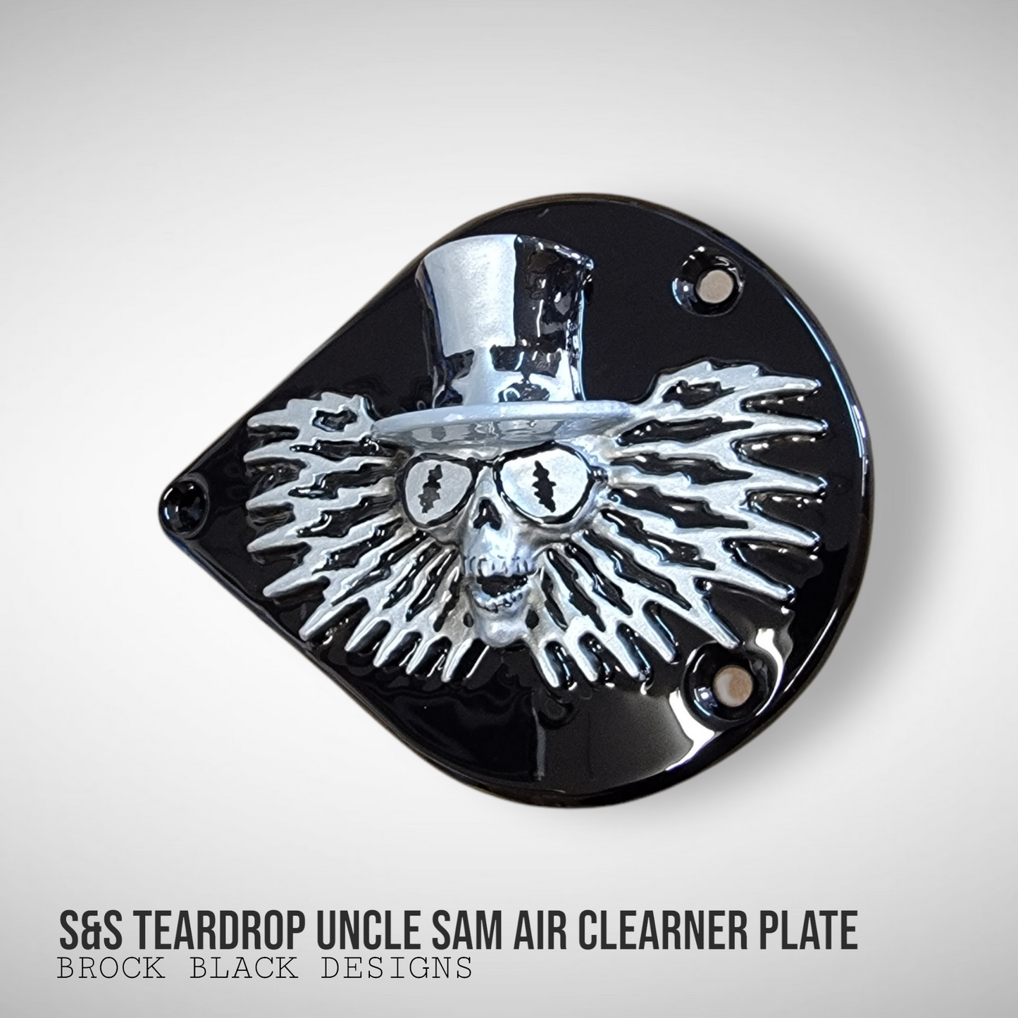 S&S teardrop 3 hole air cleaner cover plate Uncle Sam