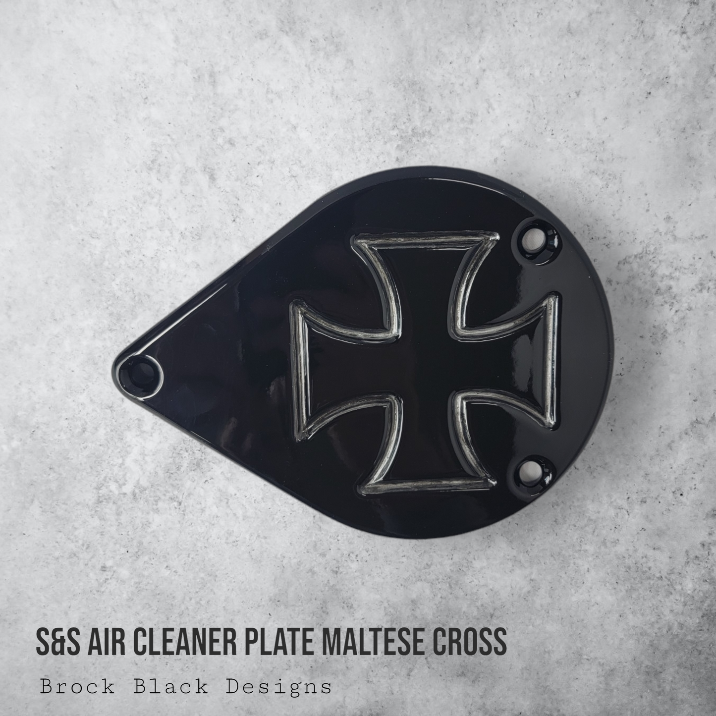 S&S teardrop air cleaner cover plate Maltese cross