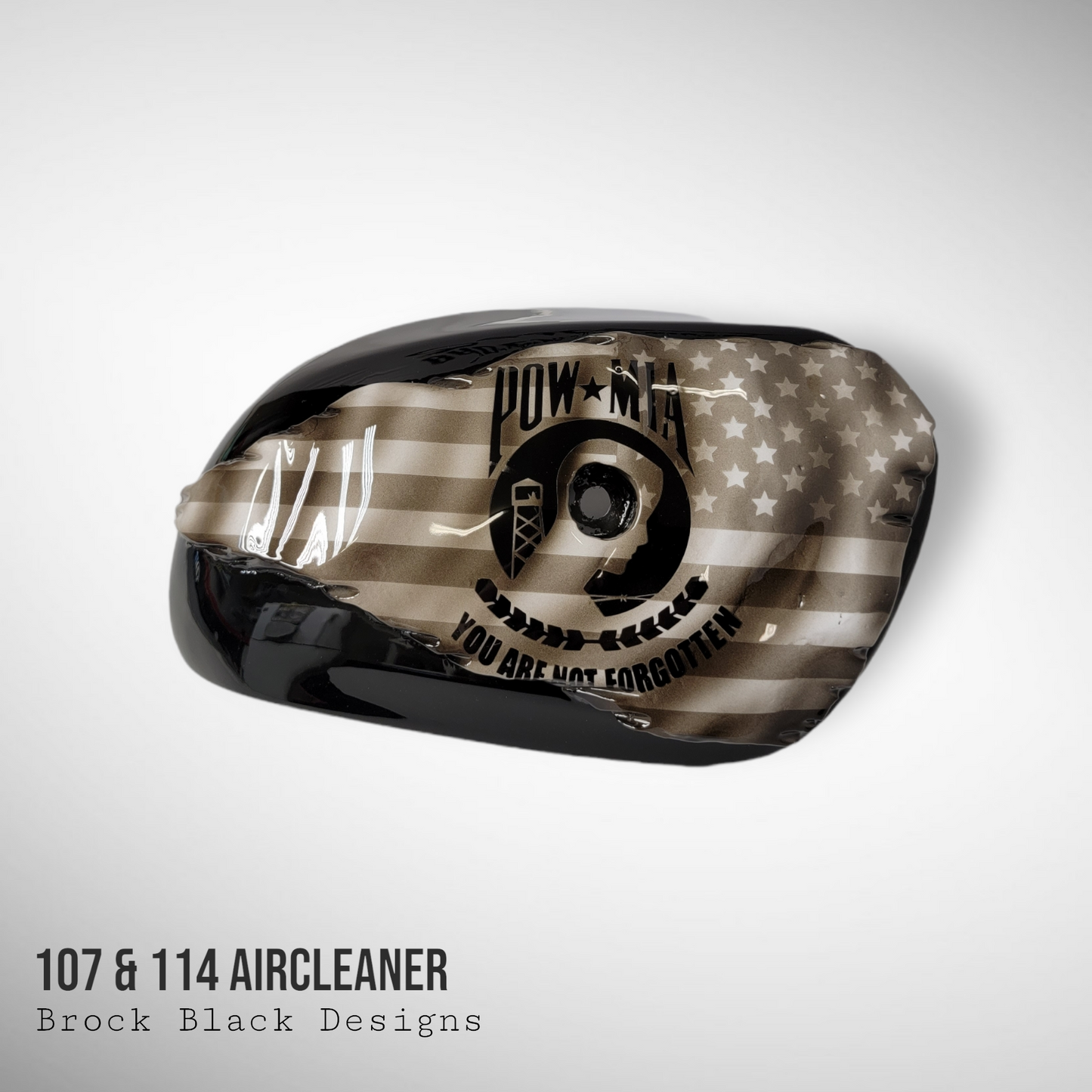 Tattered American flag with POW MIA Tribute air cleaner