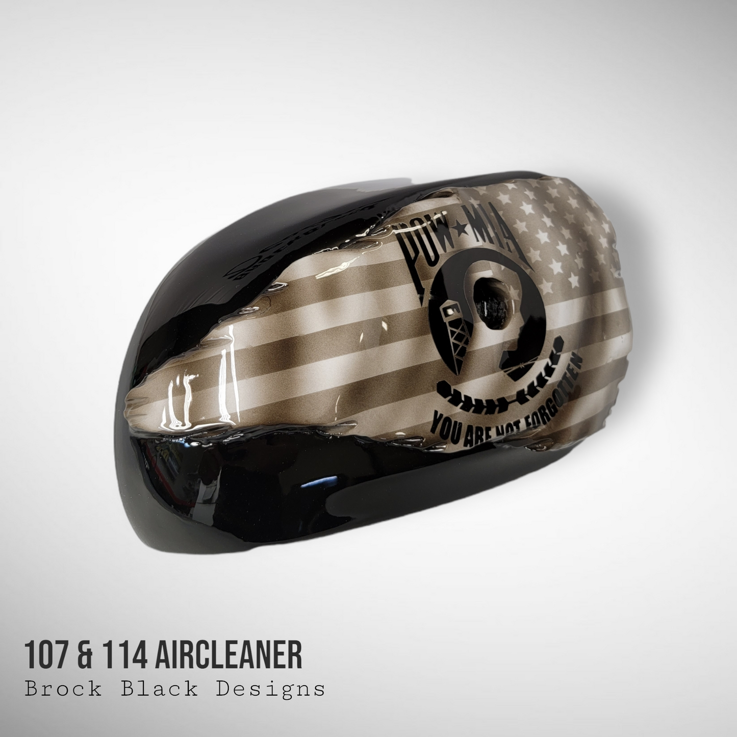Tattered American flag with POW MIA Tribute air cleaner