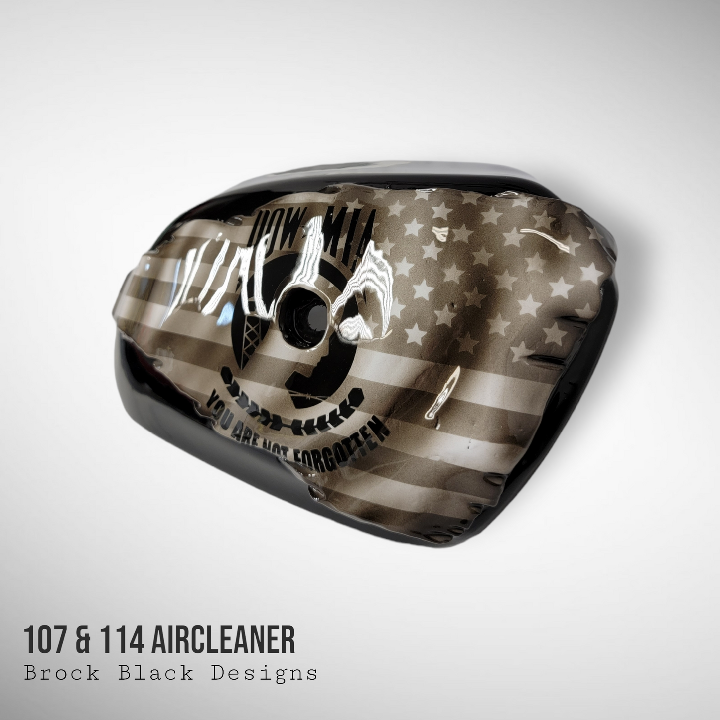 Tattered American flag with POW MIA Tribute air cleaner