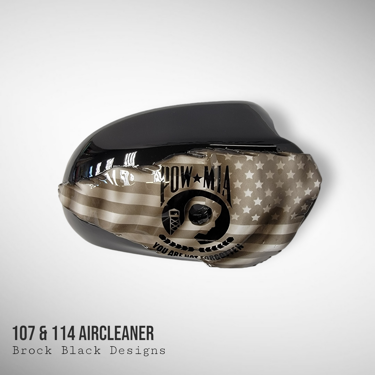 Tattered American flag with POW MIA Tribute air cleaner