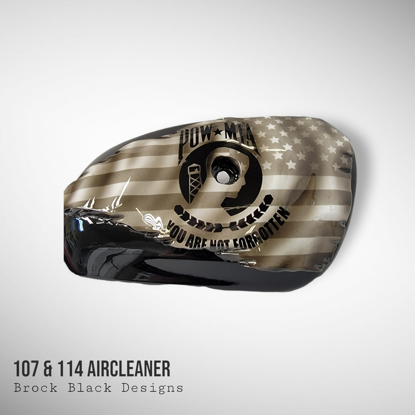 Tattered American flag with POW MIA Tribute air cleaner