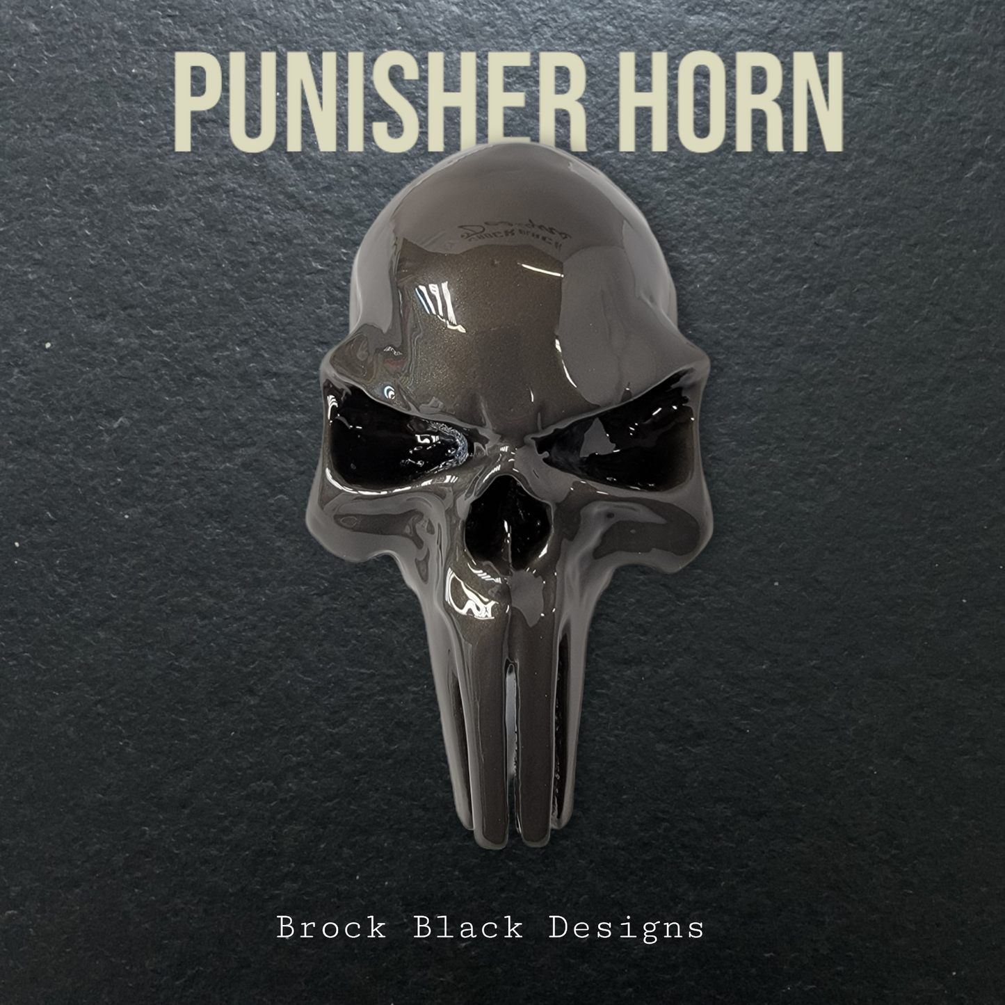 3D ghosted Punisher skull horn cover