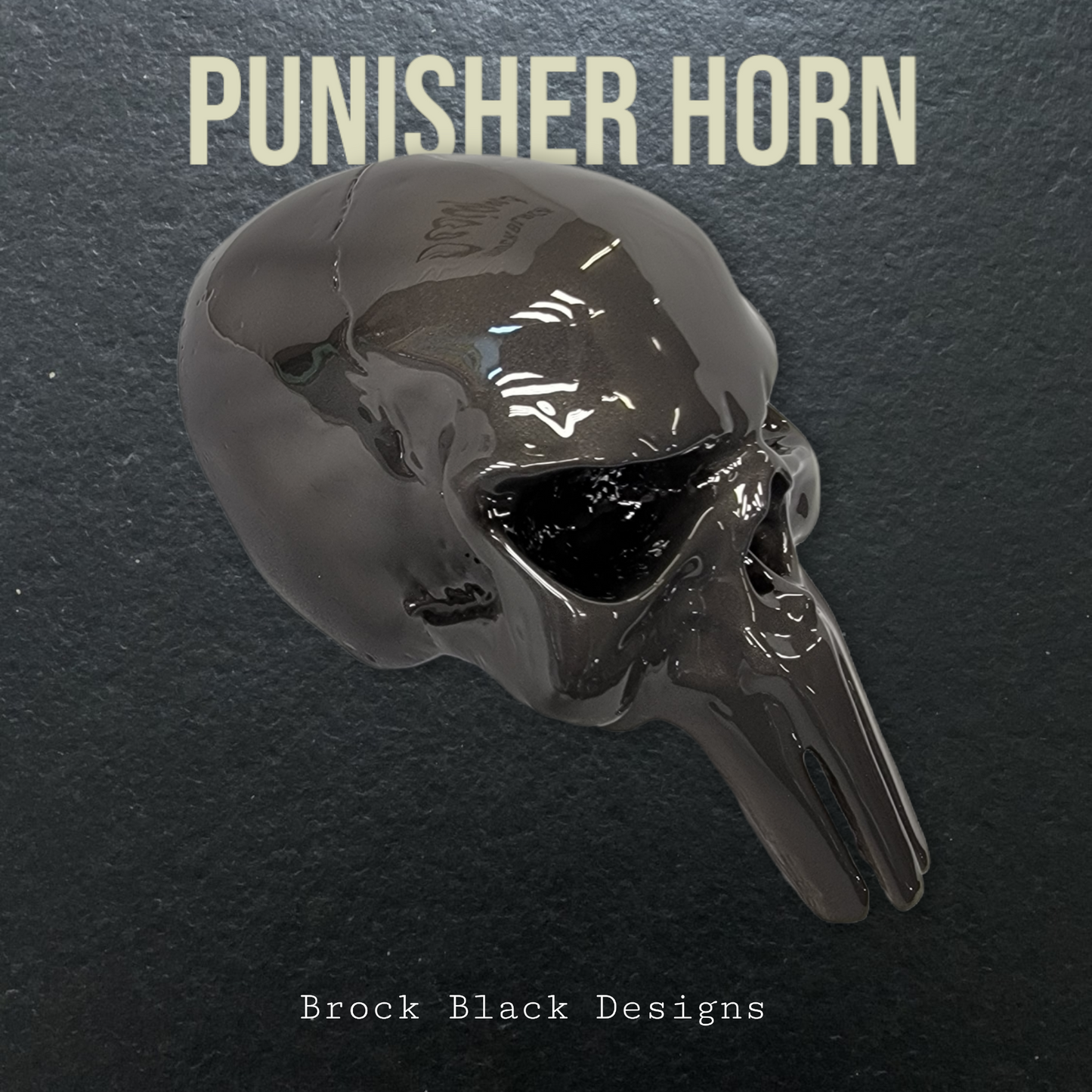 3D ghosted Punisher skull horn cover