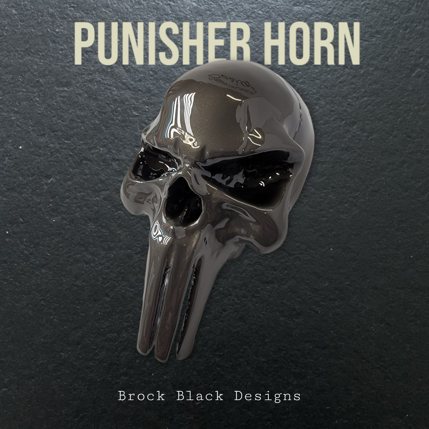 3D ghosted Punisher skull horn cover