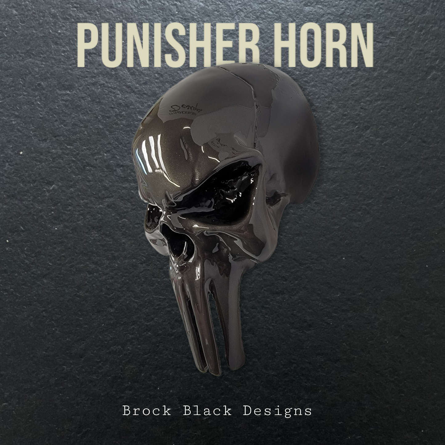 3D ghosted Punisher skull horn cover