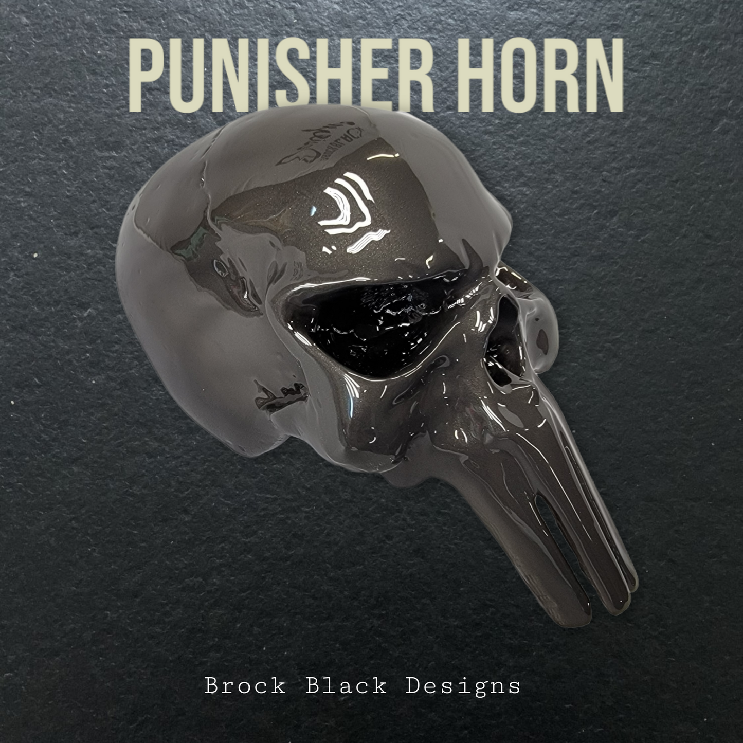 3D ghosted Punisher skull horn cover