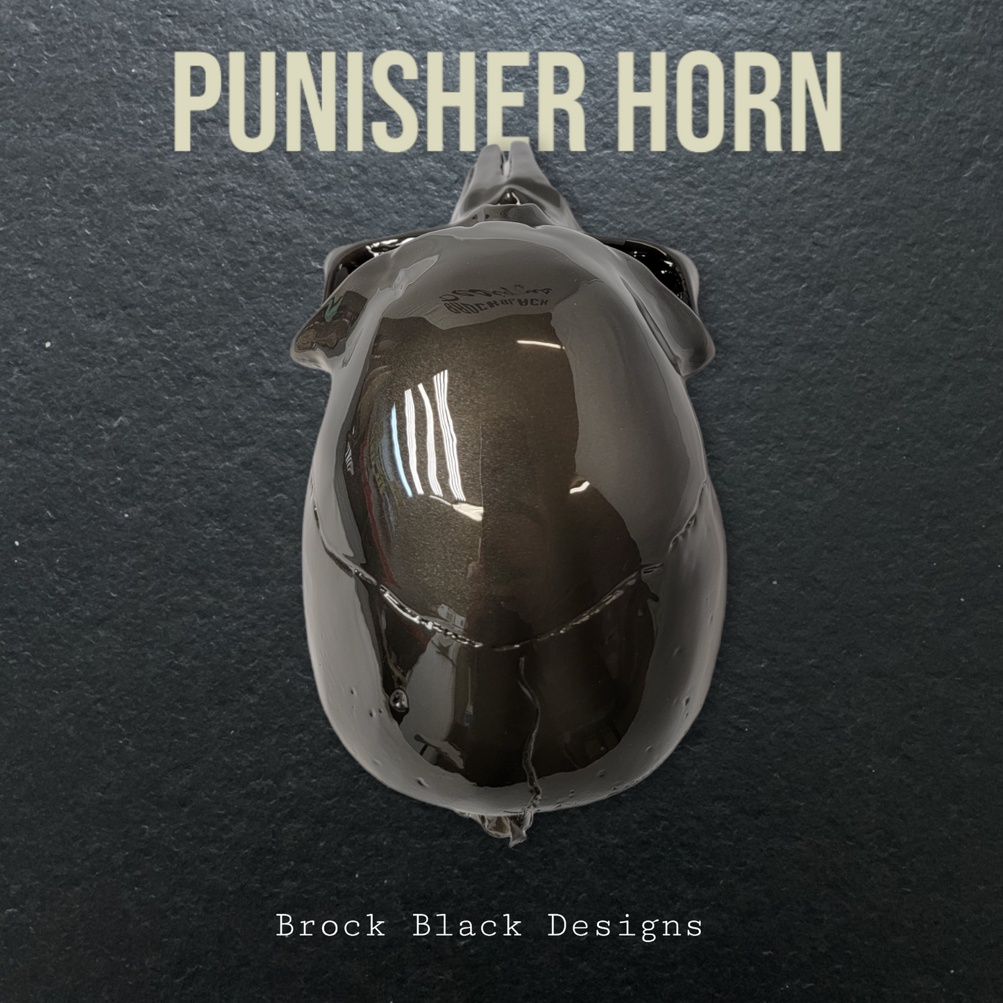3D ghosted Punisher skull horn cover