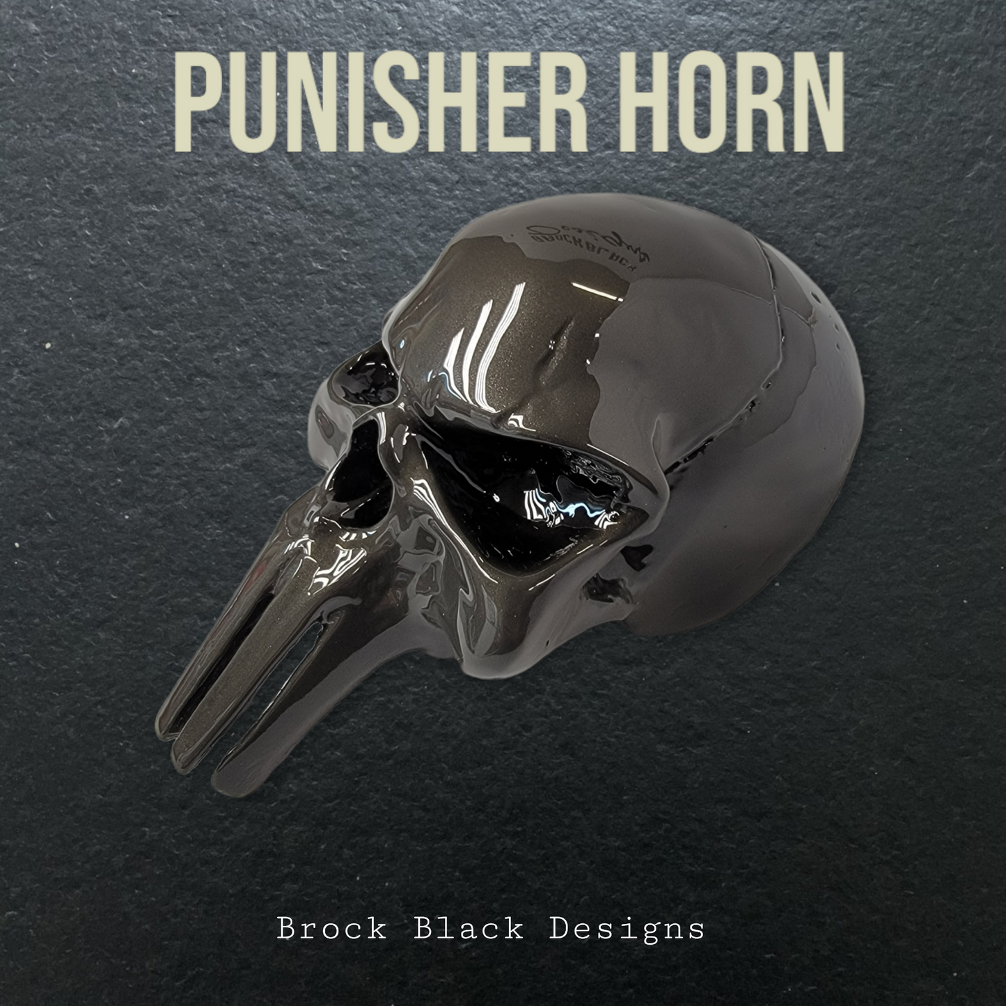 3D ghosted Punisher skull horn cover