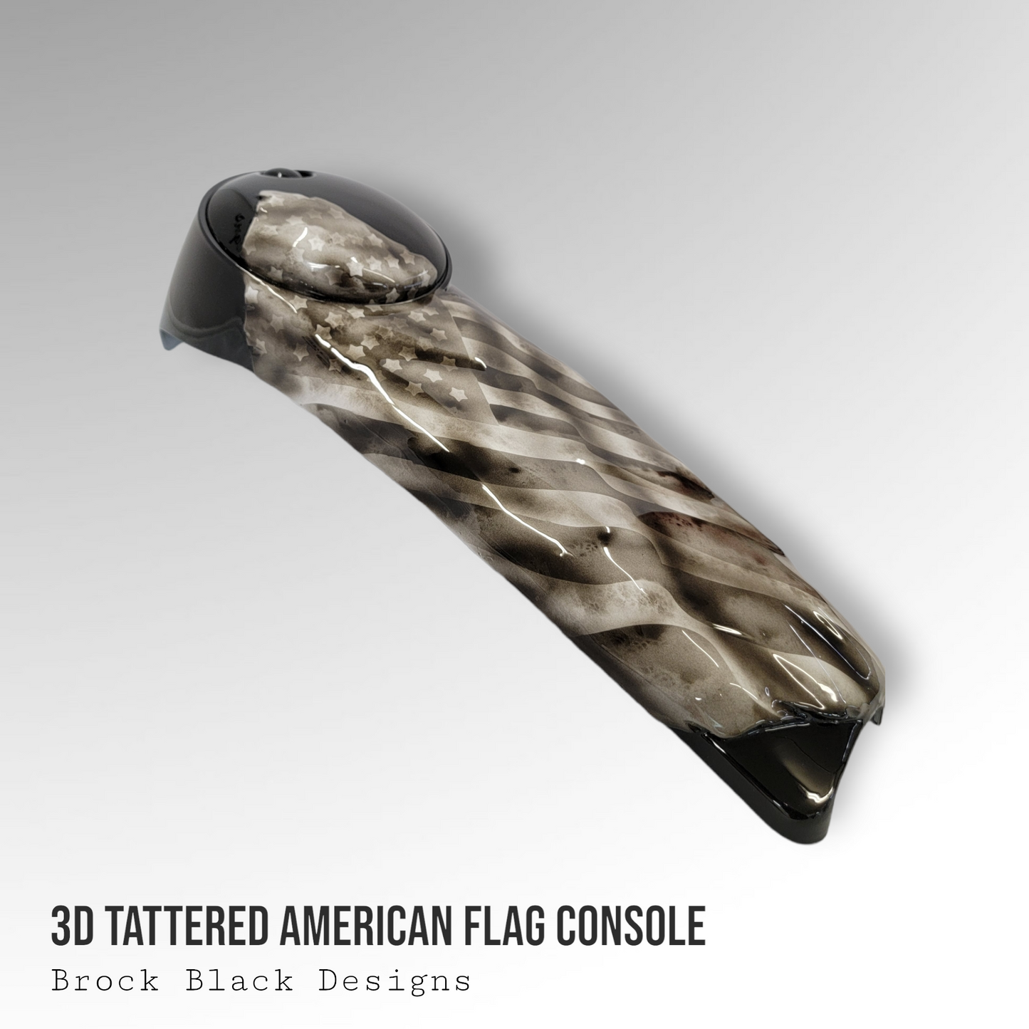 Tattered and worn full color flag Harley console