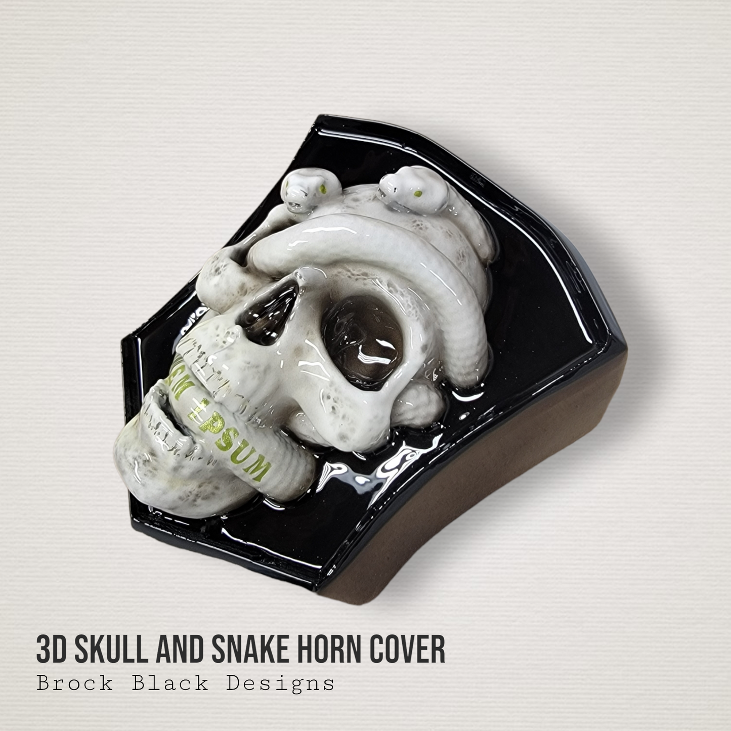3D Skull and snakes side-mounted horn cover