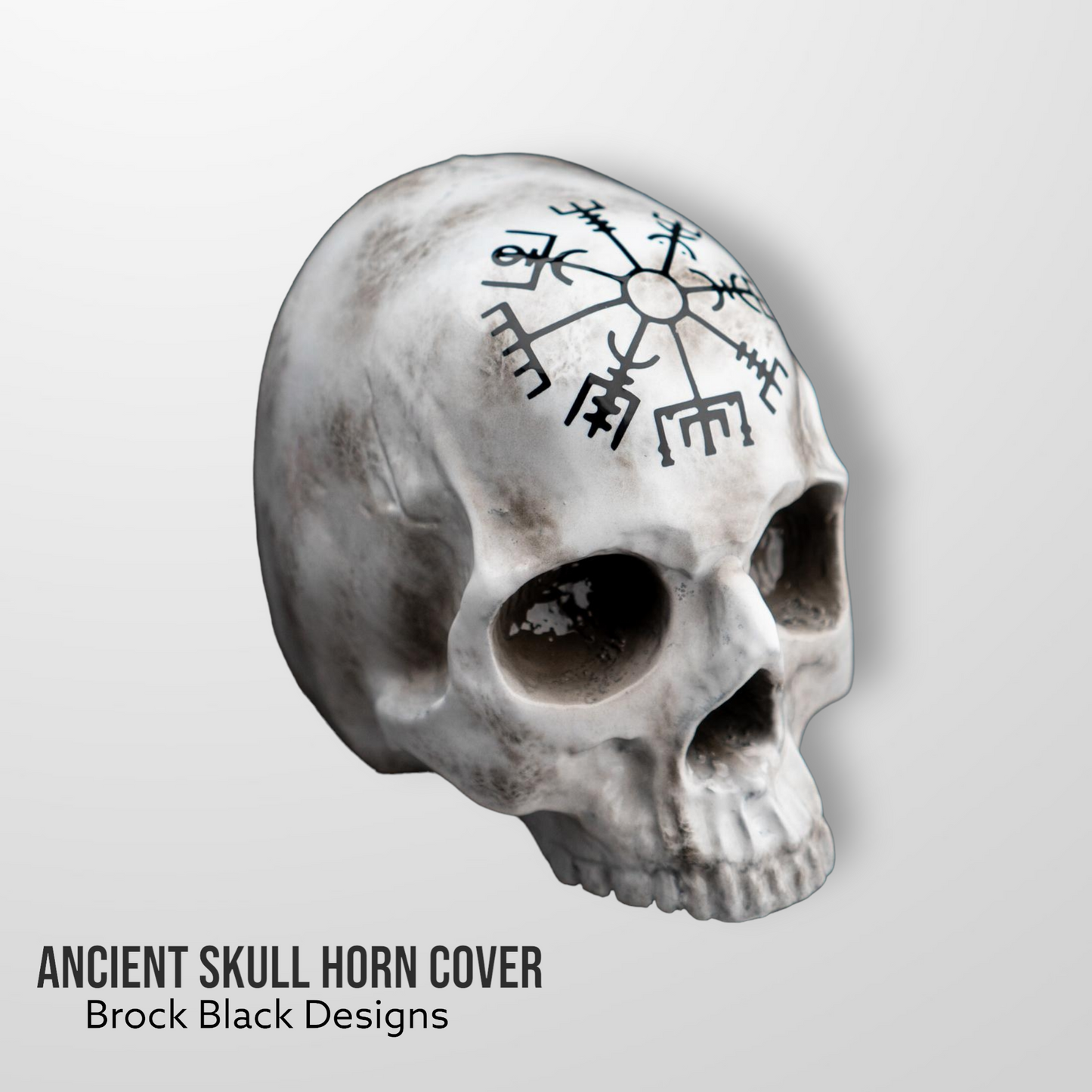 3D ancient skull with tattered American flag