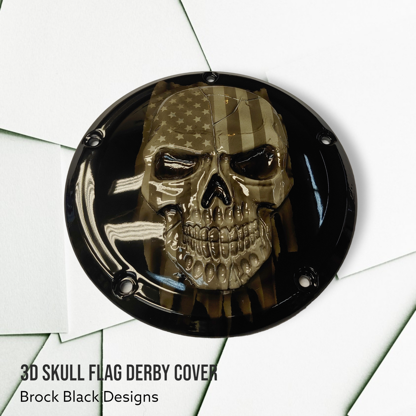Points and Derby cover with Thin blue line ghosted American flag gloss black background