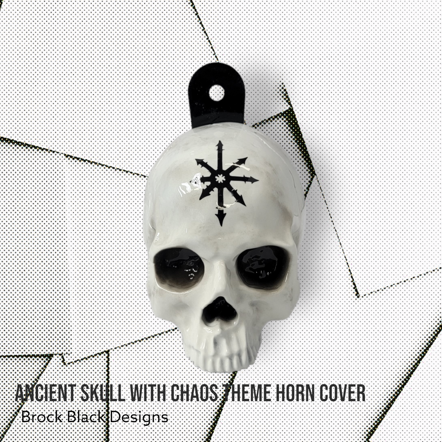 3D ancient skull chaos symbol horn cover