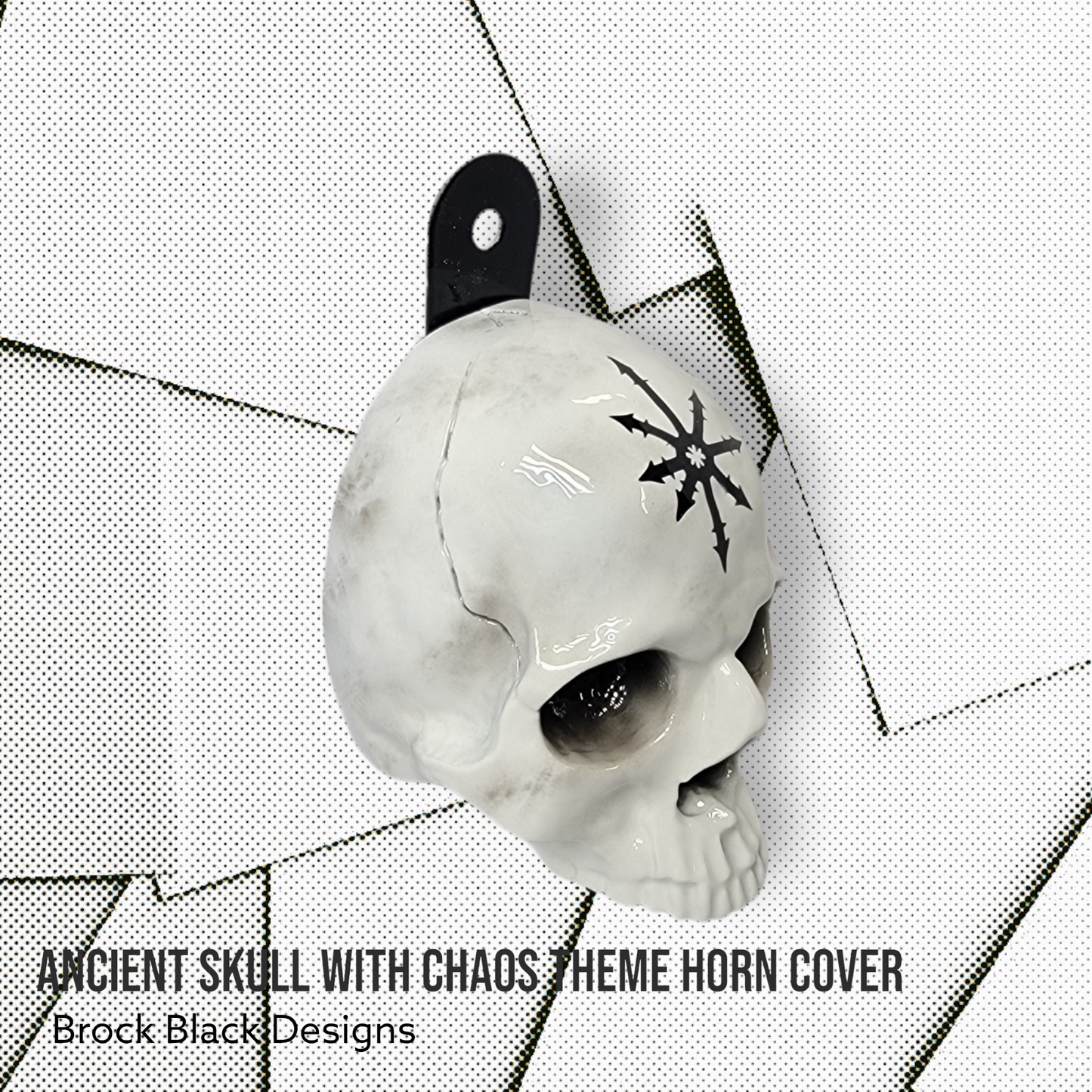 3D ancient skull chaos symbol horn cover
