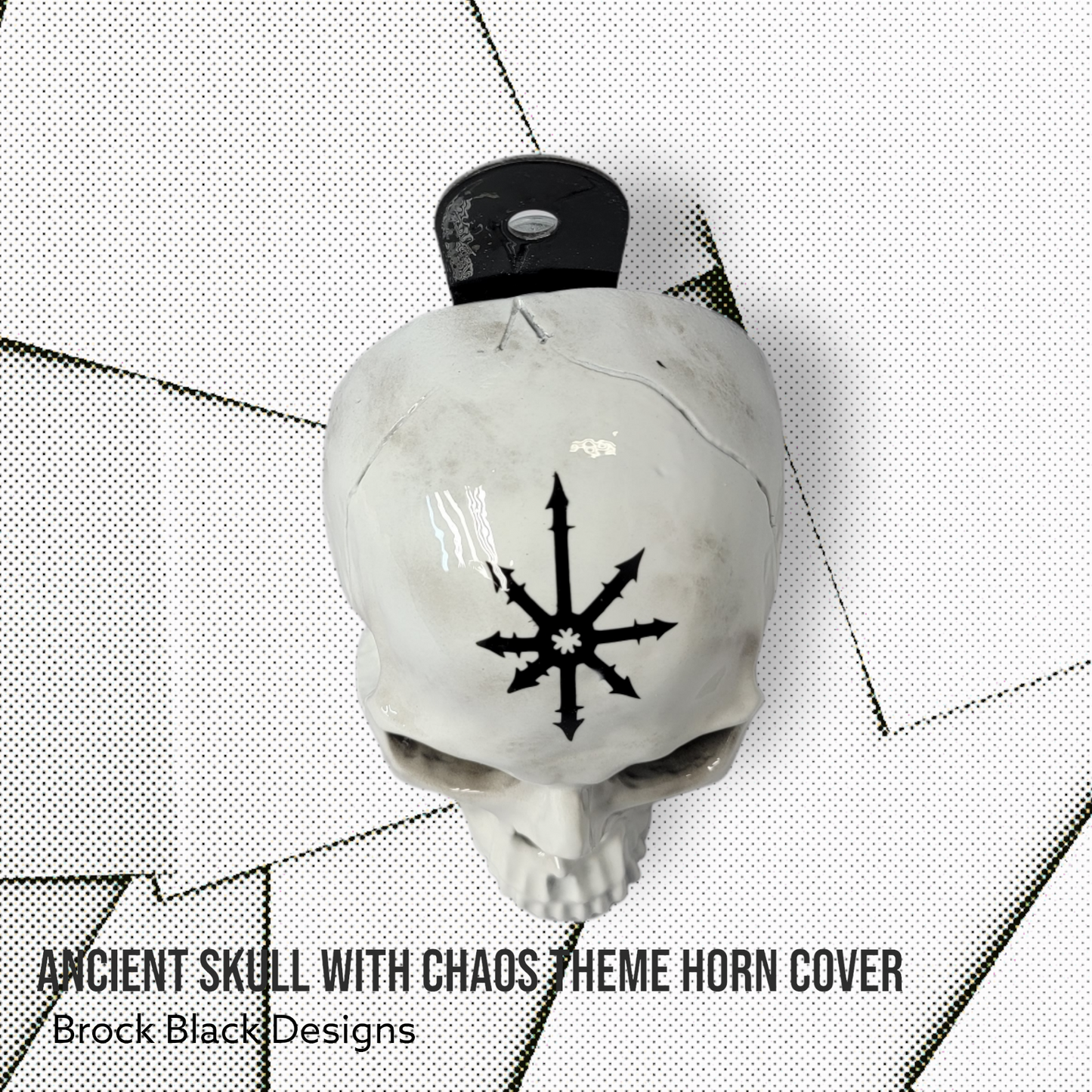 3D ancient skull chaos symbol horn cover