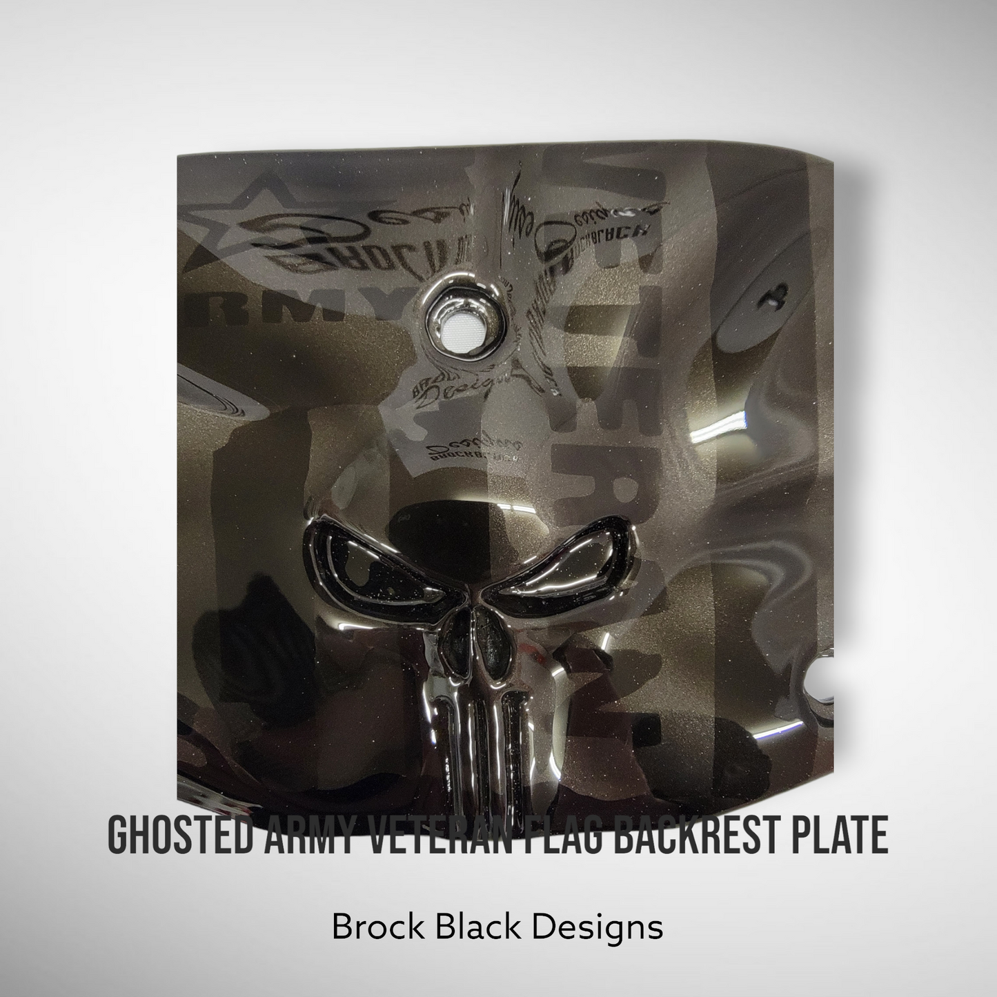 Backrest plate punisher with ghosted Army Veteran flag