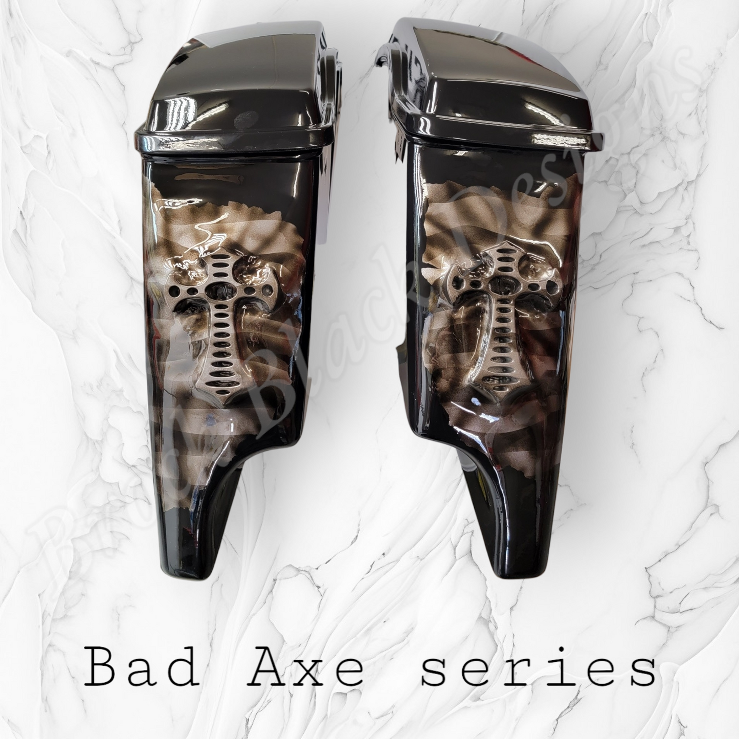 Bad Axe with American flag bags