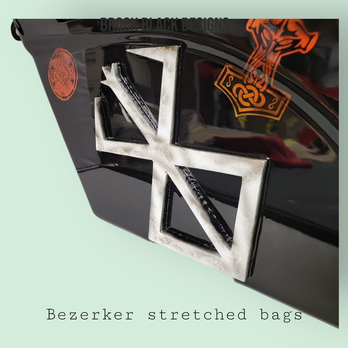 Bezerker themed stretched bags