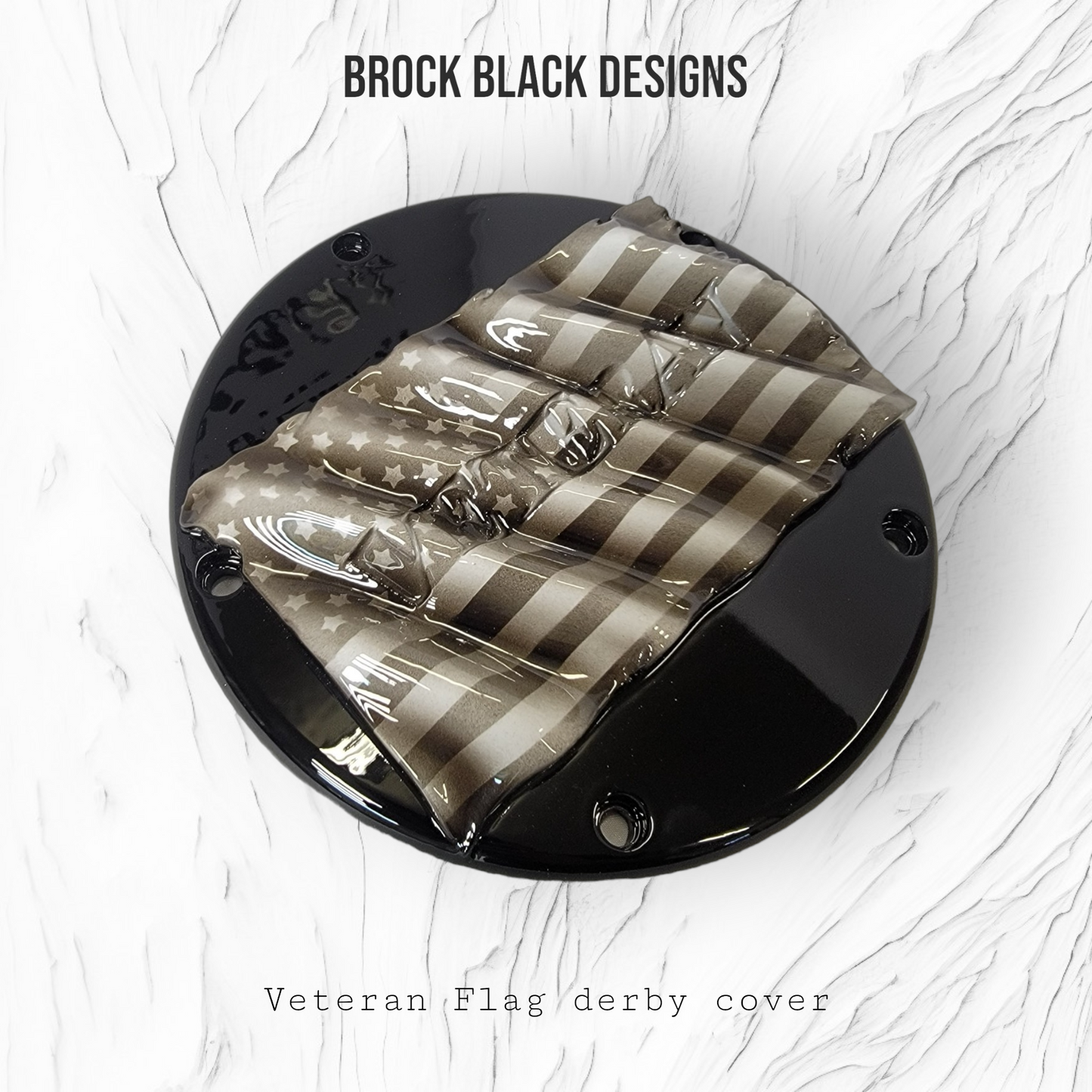 Tattered American Flag with Veteran Harley derby cover