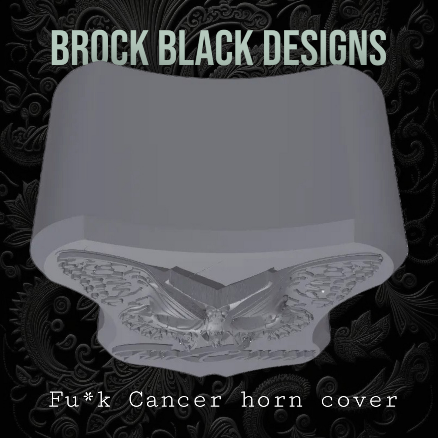 3D Fu*ck Cancer butterfly skull horn cover