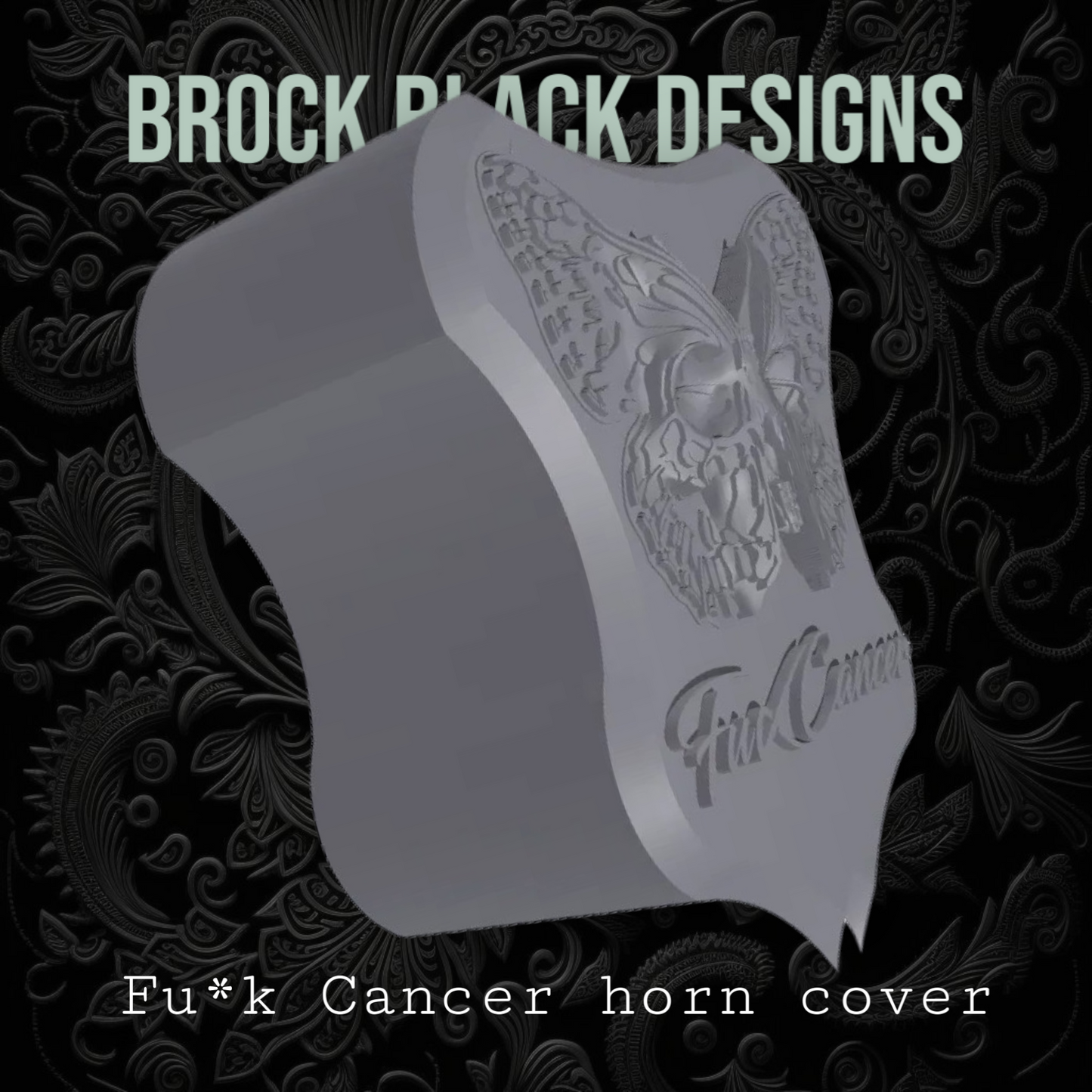 3D Fu*ck Cancer butterfly skull horn cover