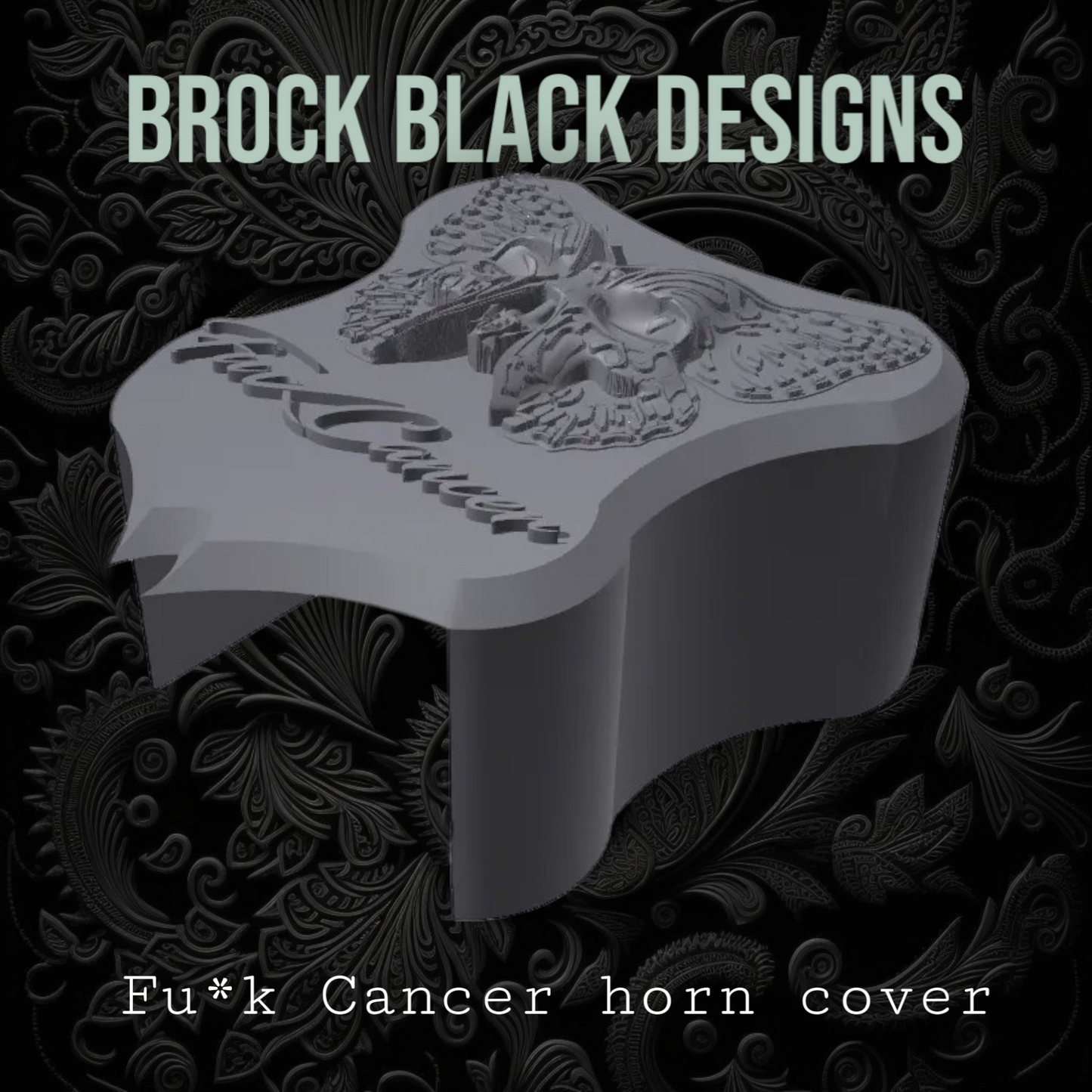 3D Fu*ck Cancer butterfly skull horn cover