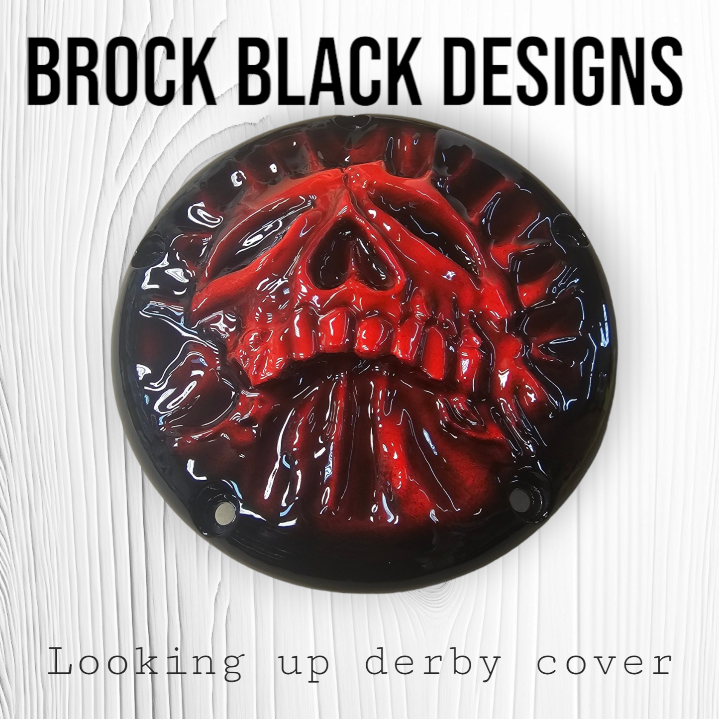 Looking up skull through on Harley Davidson derby cover