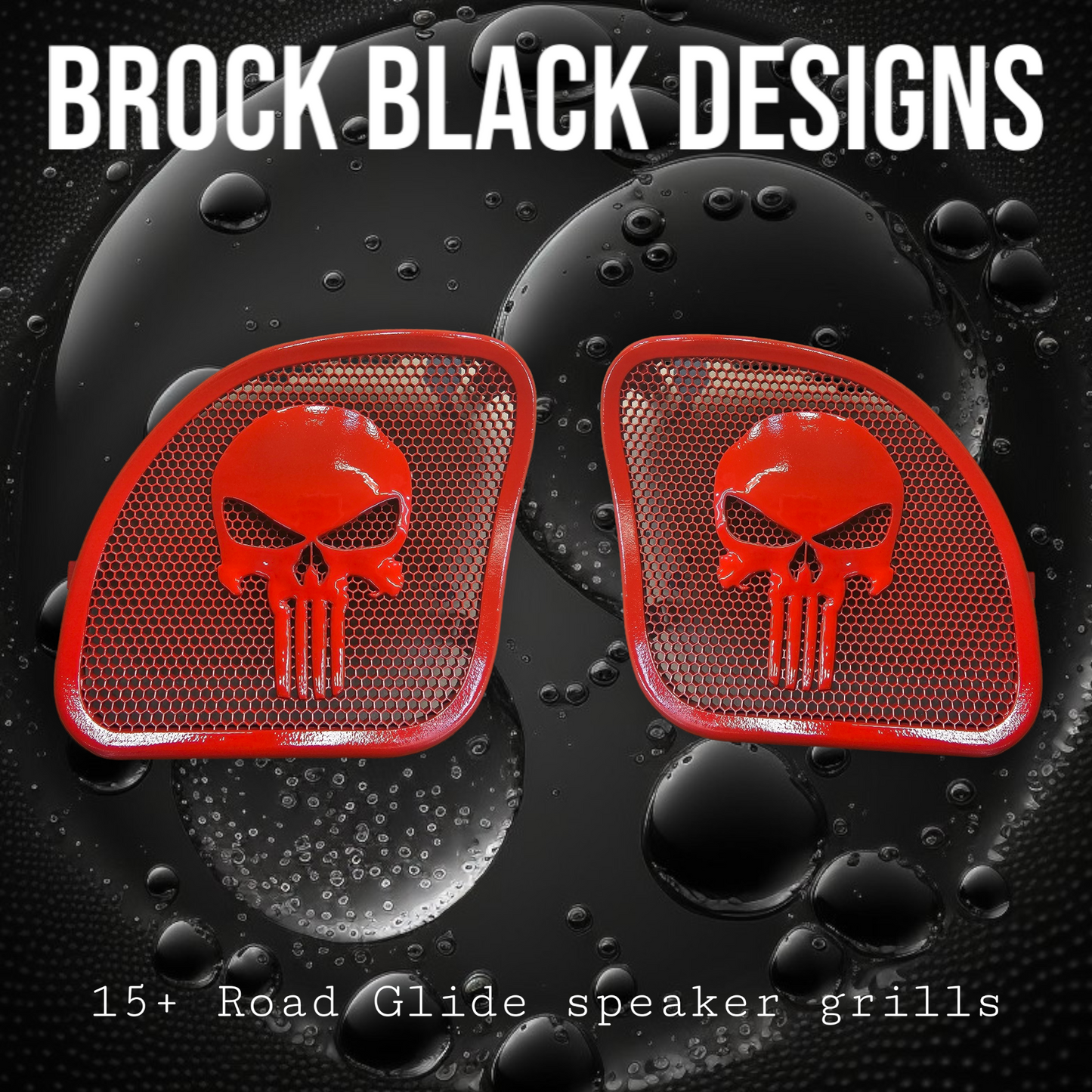 98-2024 Road Glide 3D punisher speakers grill covers set