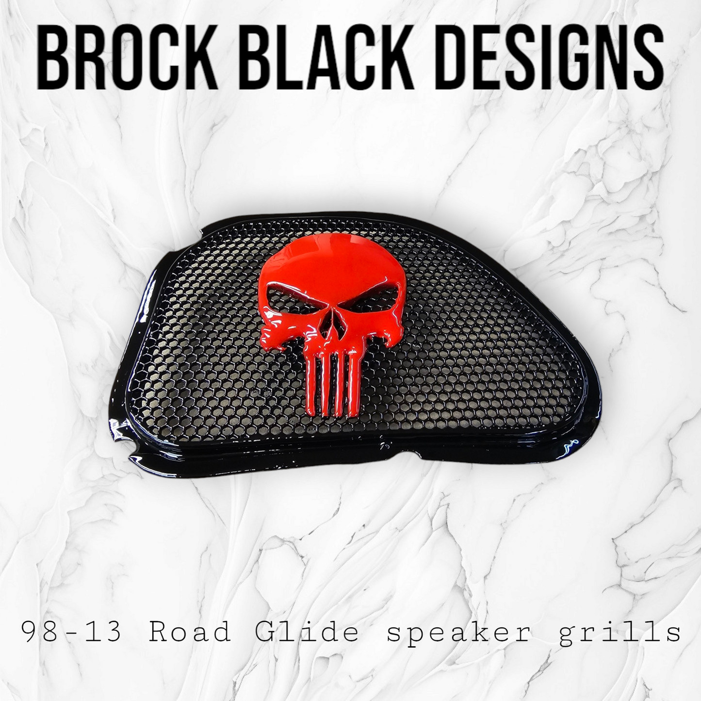 98-2024 Road Glide 3D punisher speakers grill covers set