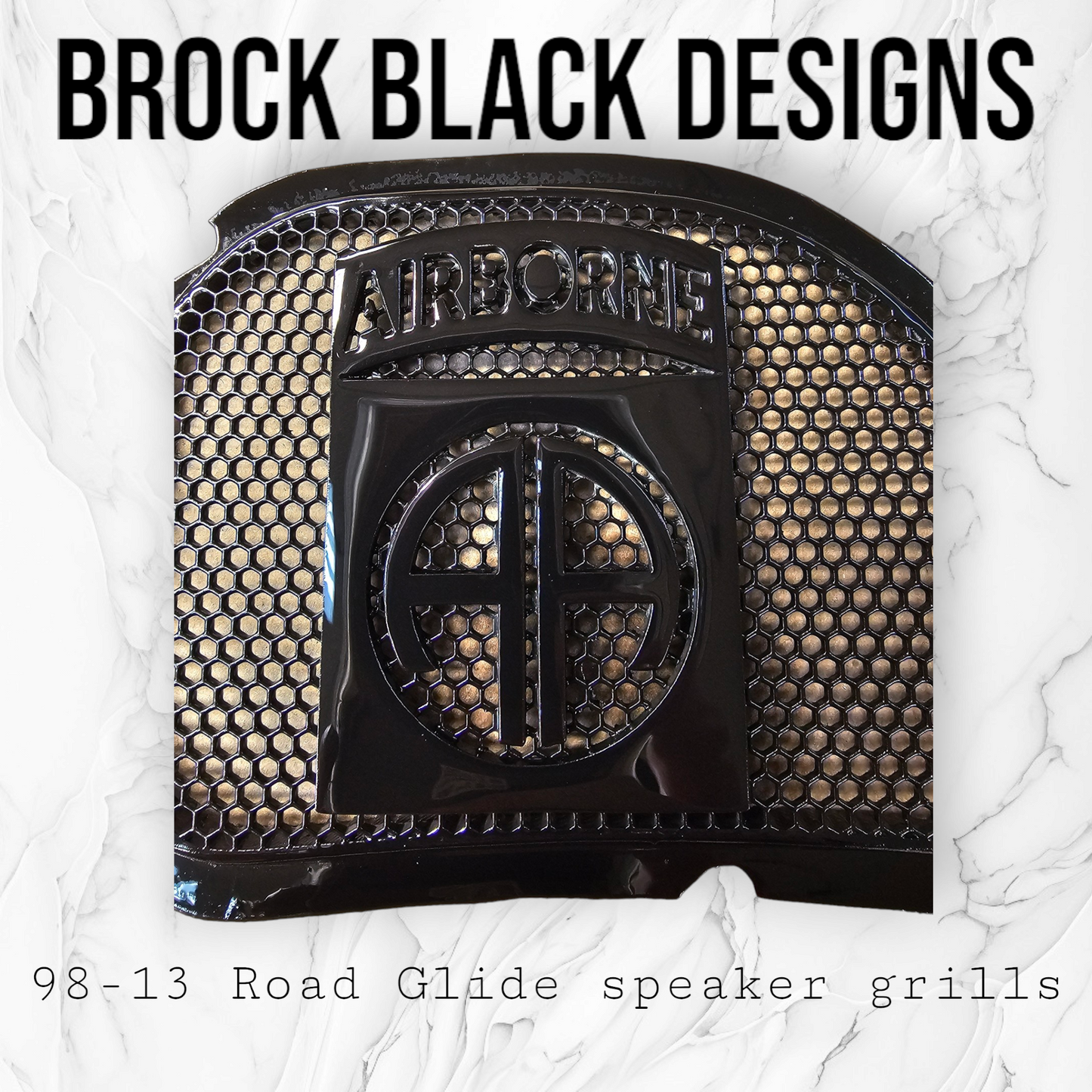 98-2024 Road Glide 3D Airborne logo speakers grill covers set