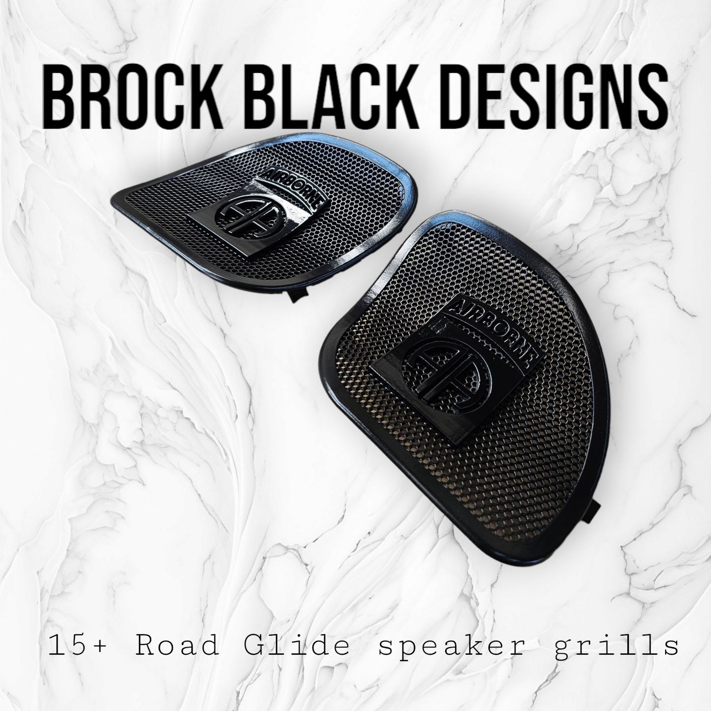 98-2024 Road Glide 3D Airborne logo speakers grill covers set
