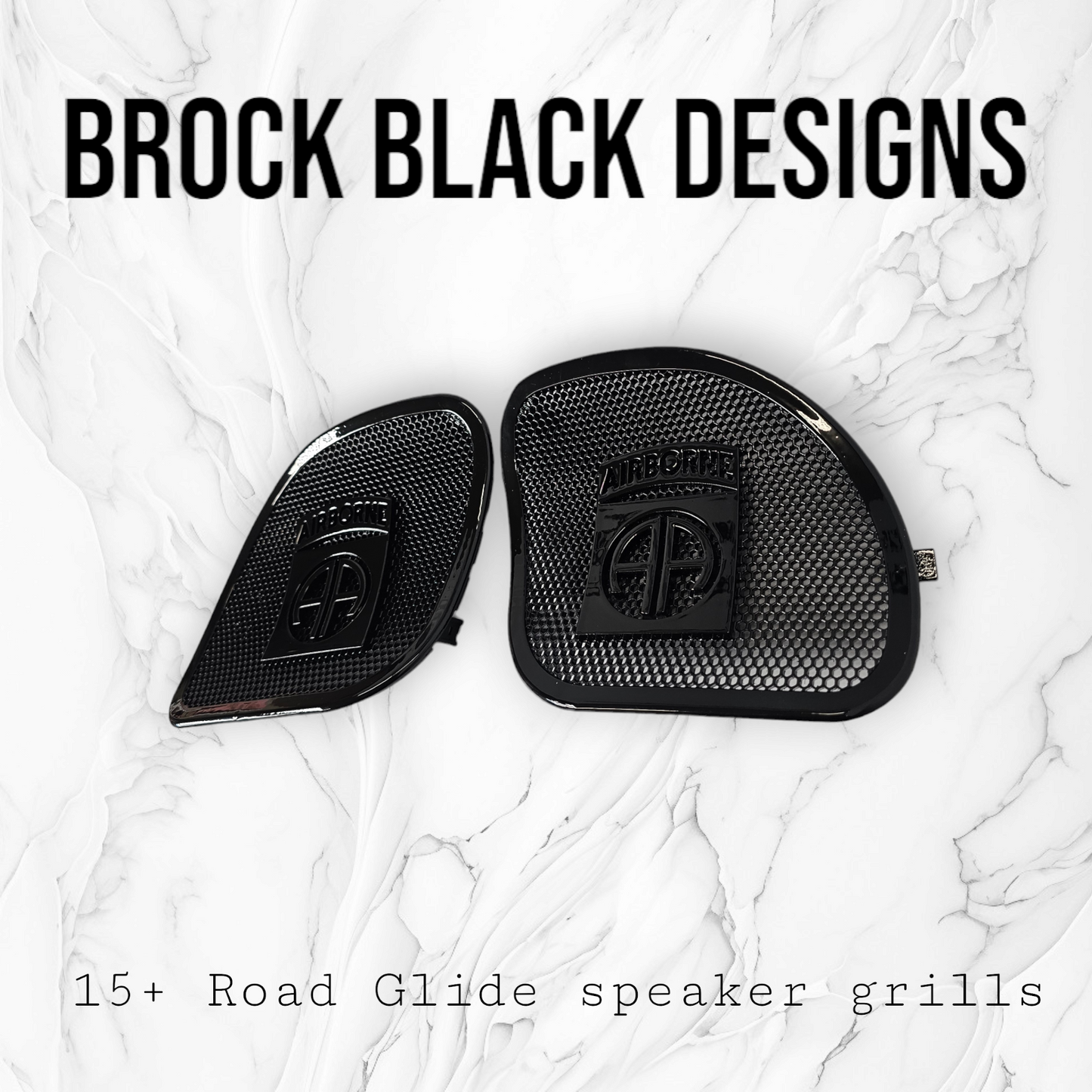 98-2024 Road Glide 3D Airborne logo speakers grill covers set