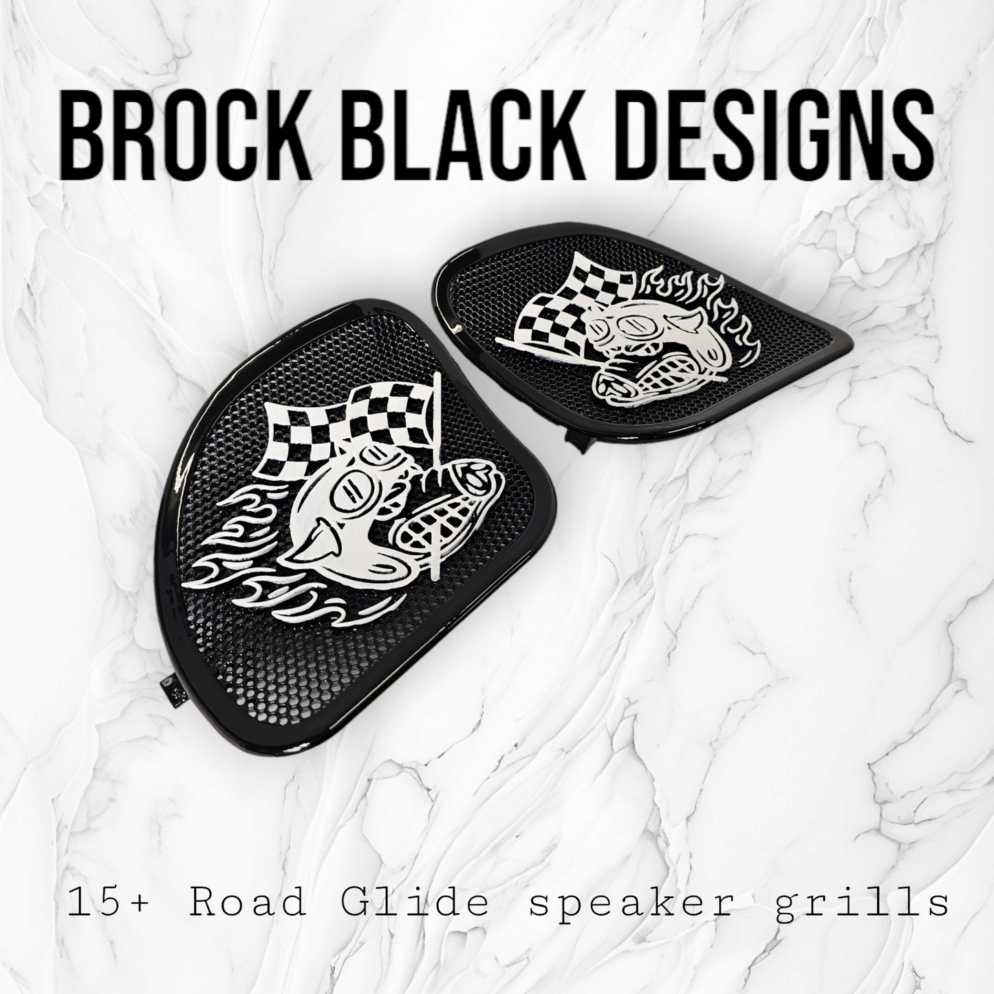 98-2024 Road Glide 3D Fast Johnny speakers grill covers set
